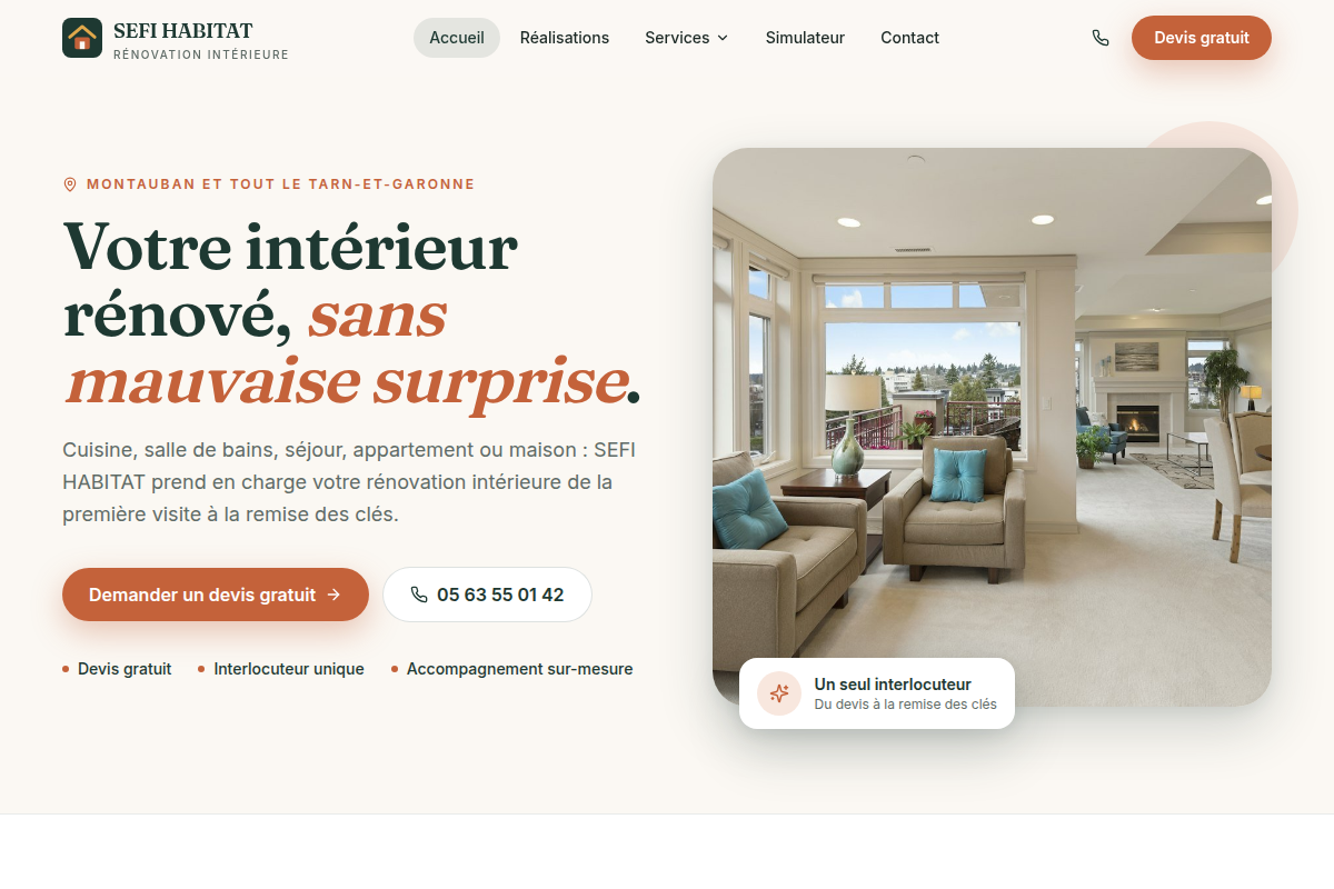 Accueil : promesse claire et devis gratuit en un clic