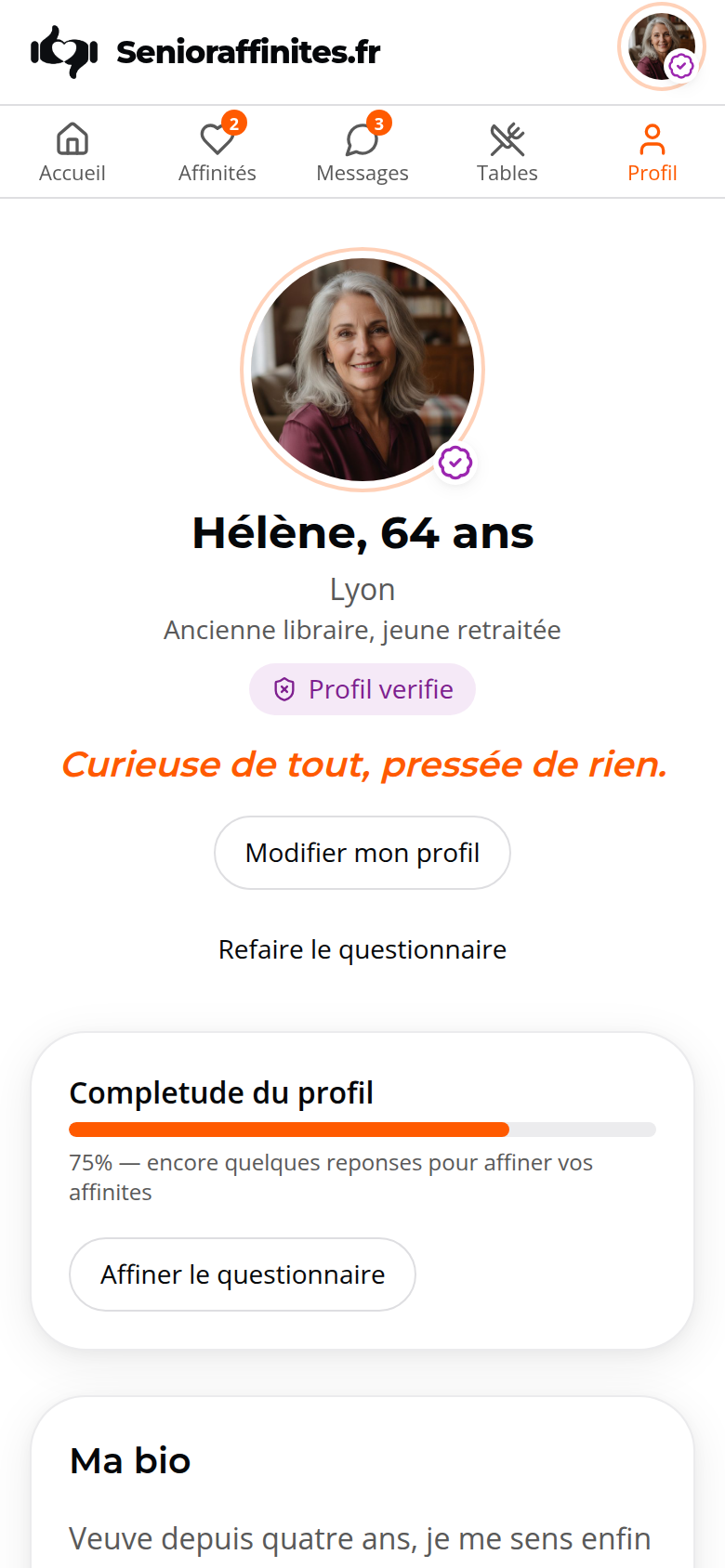 Profil membre et complétude