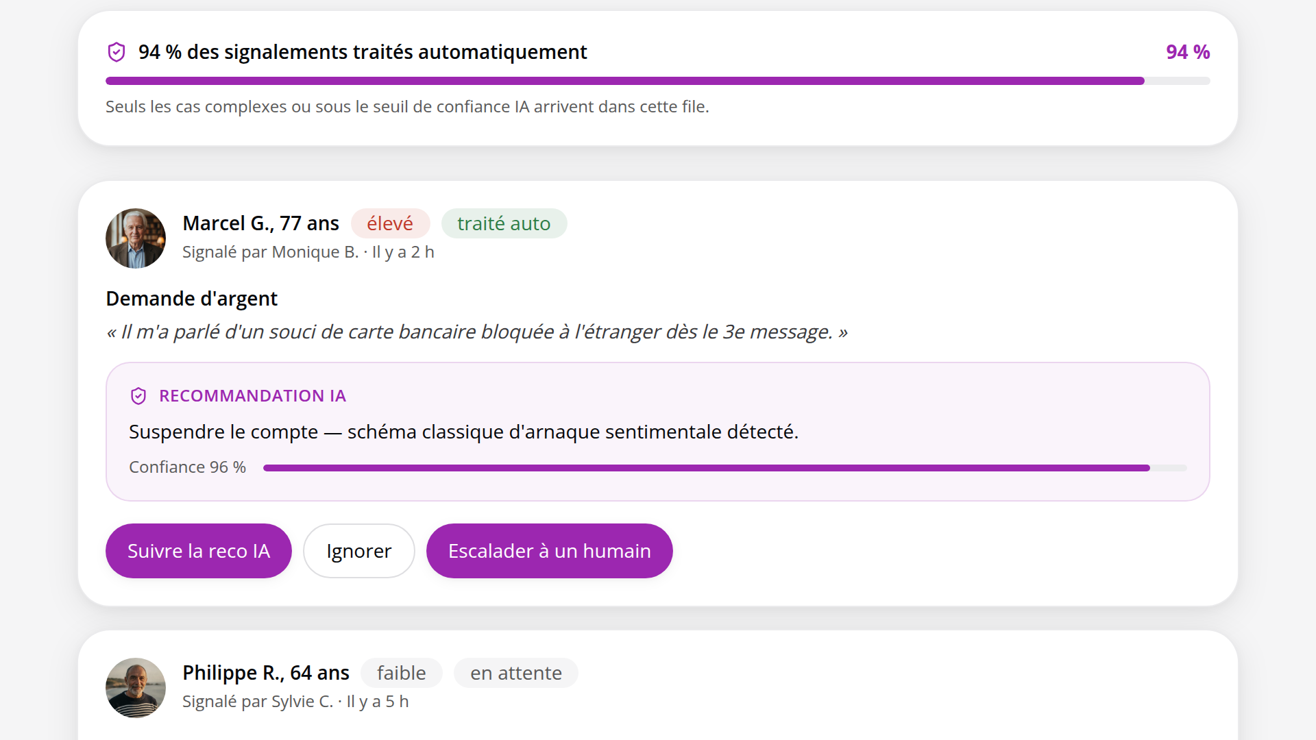 Modération IA anti-arnaque