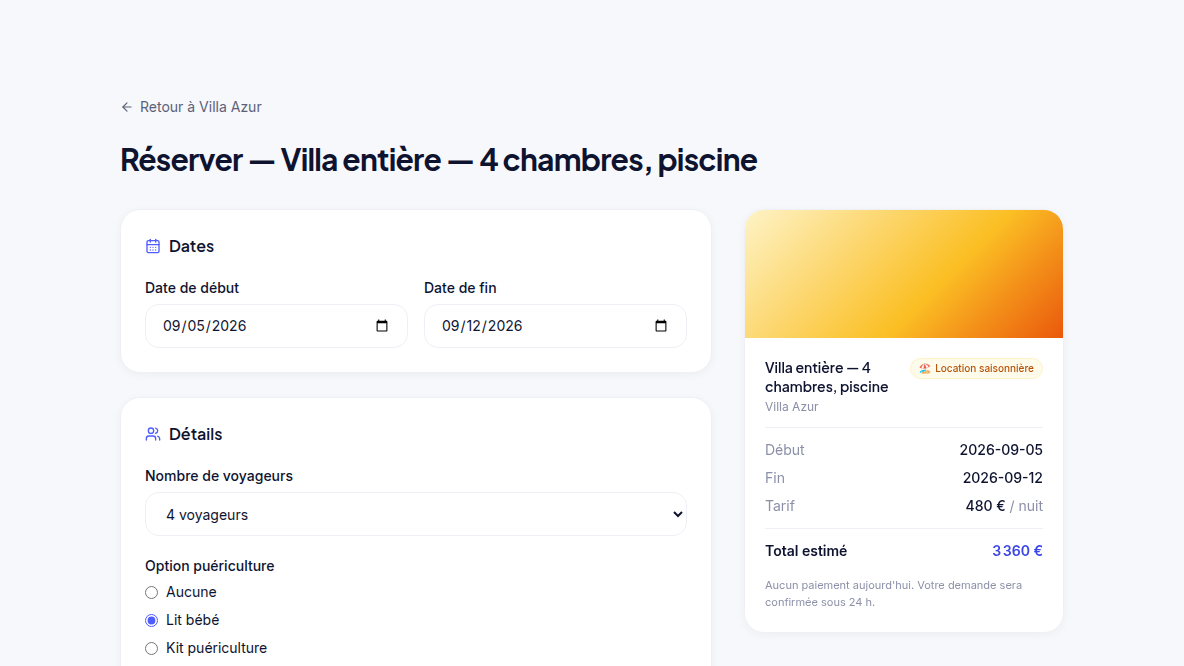 Un parcours de réservation propre à chaque métier