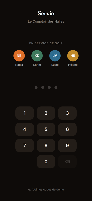 Connexion serveur par code à 4 chiffres