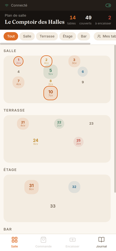 Plan de salle en un coup d'œil