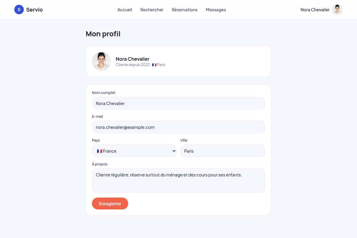 Gestion du profil client