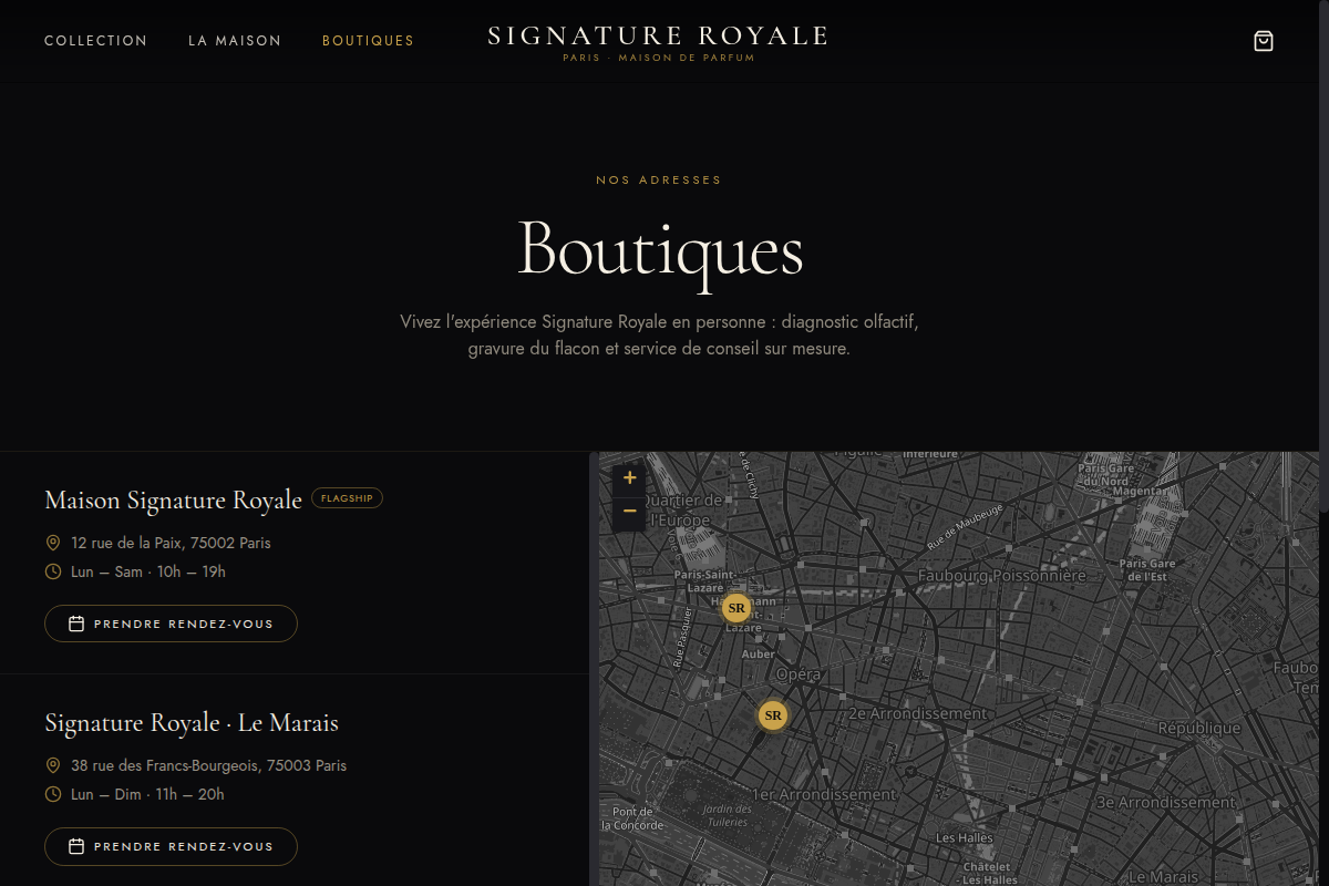 Les boutiques de la Maison sur carte