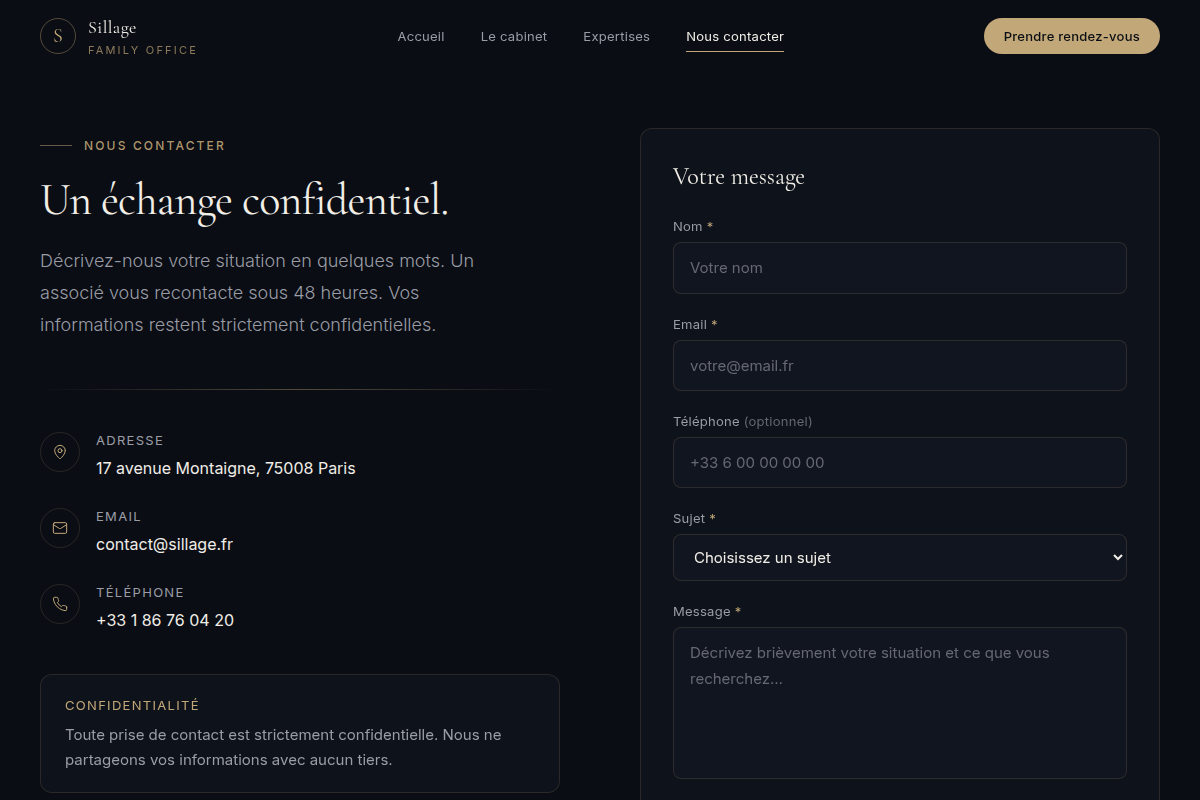 Prise de contact confidentielle