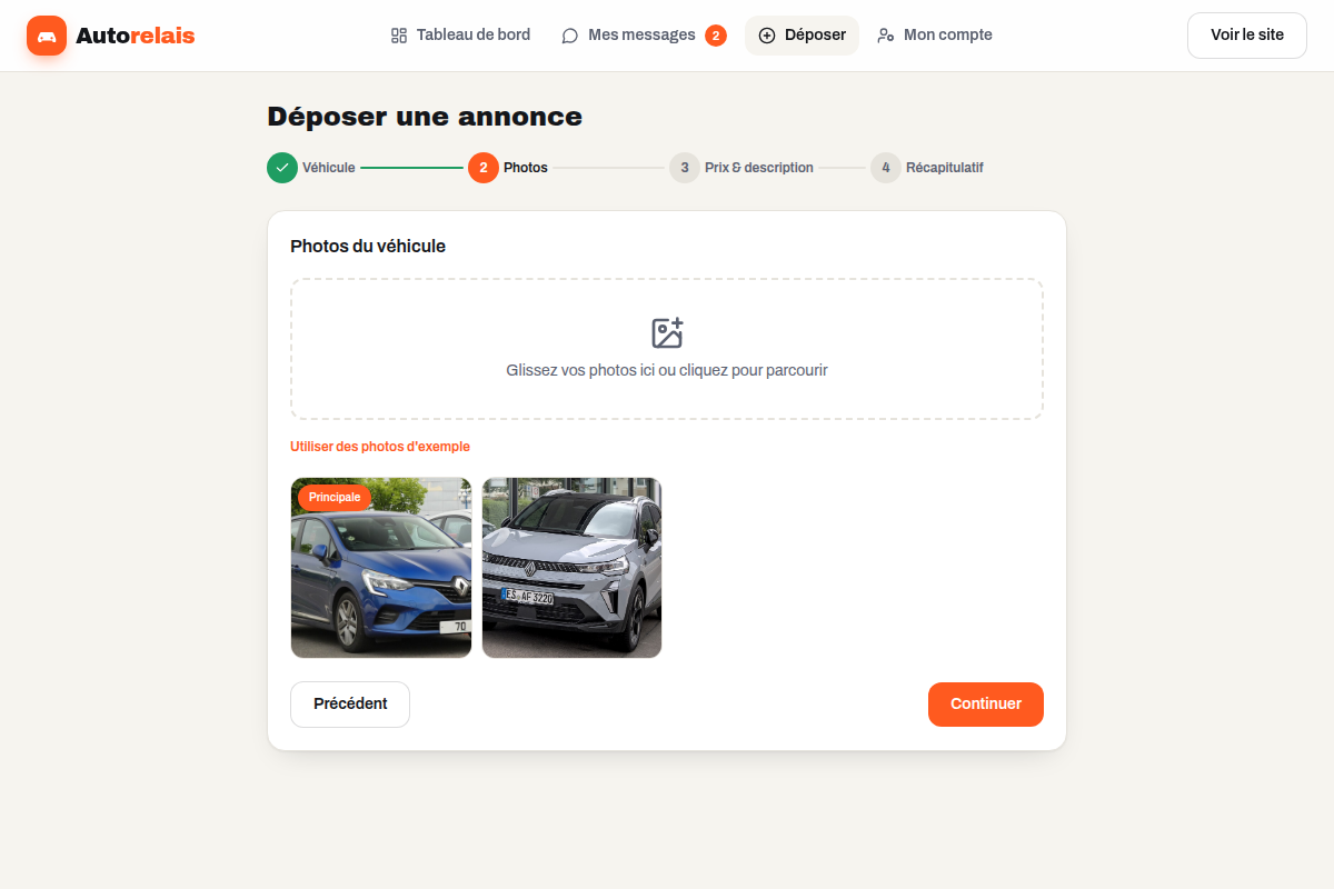 Dépôt en 4 étapes avec photos d'exemple