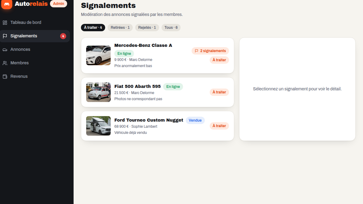 Modération : motifs clairs, action en un clic