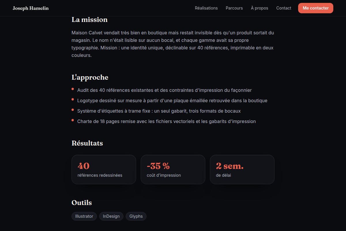 Fiche projet : mission et résultats
