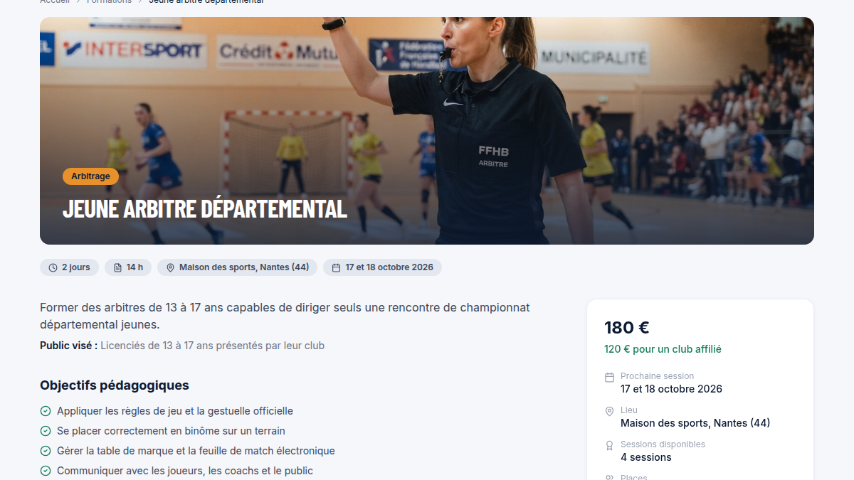 Tarif club + urgence sur chaque fiche formation