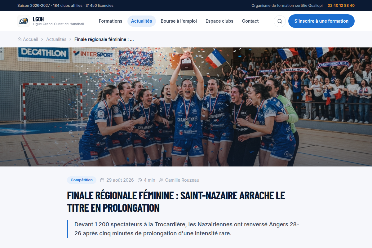 Article détaillé : finale régionale féminine