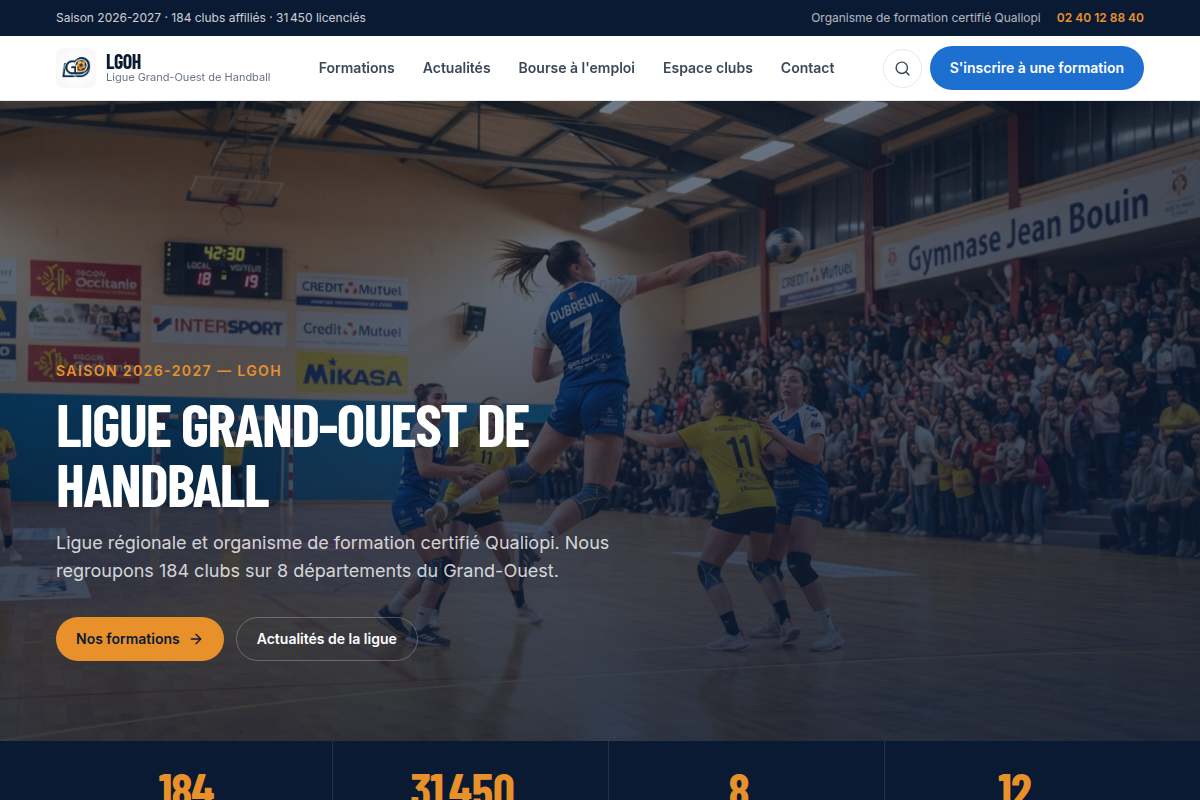 Accueil : hero, chiffres clés et présentation LGOH
