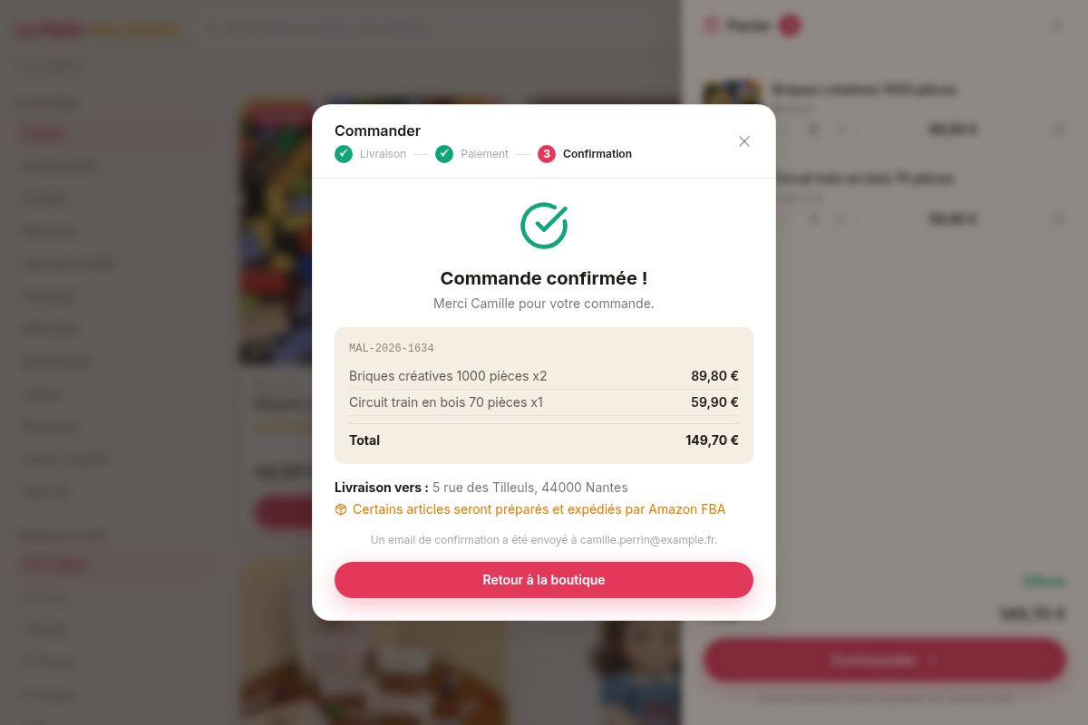 Confirmation avec mention FBA
