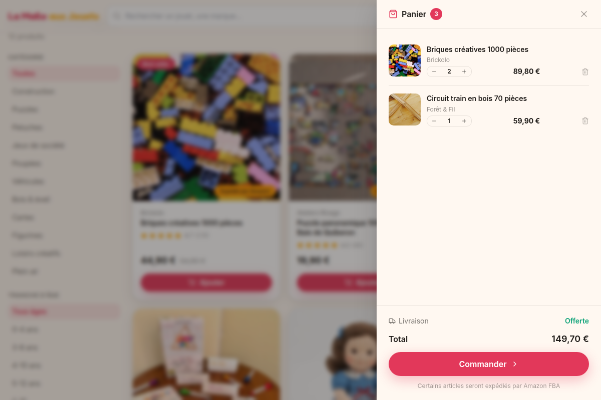 Panier avec articles ajoutés