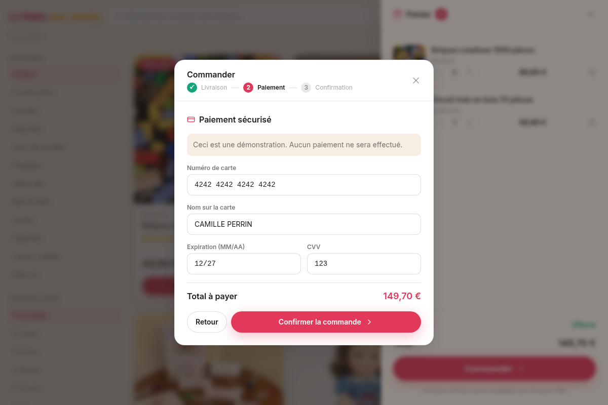 Paiement démo sécurisé