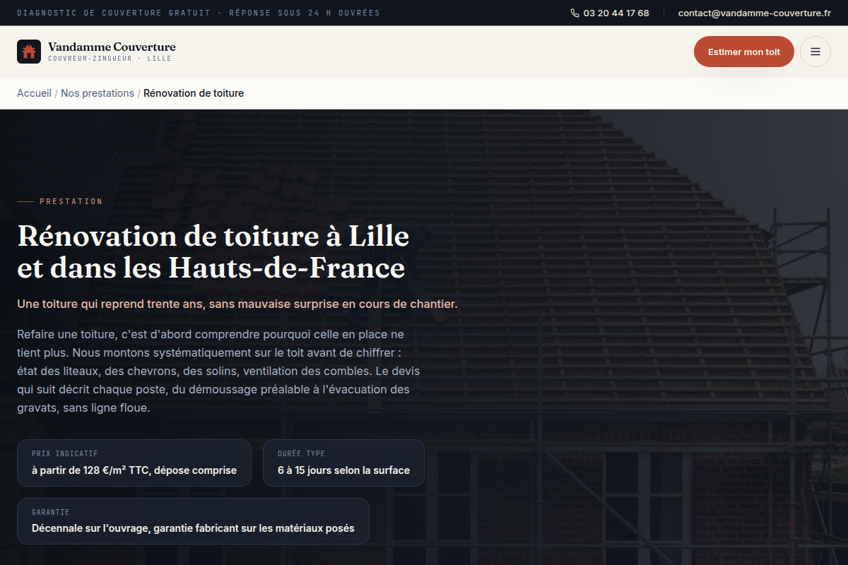 Prestation rénovation de toiture détaillée