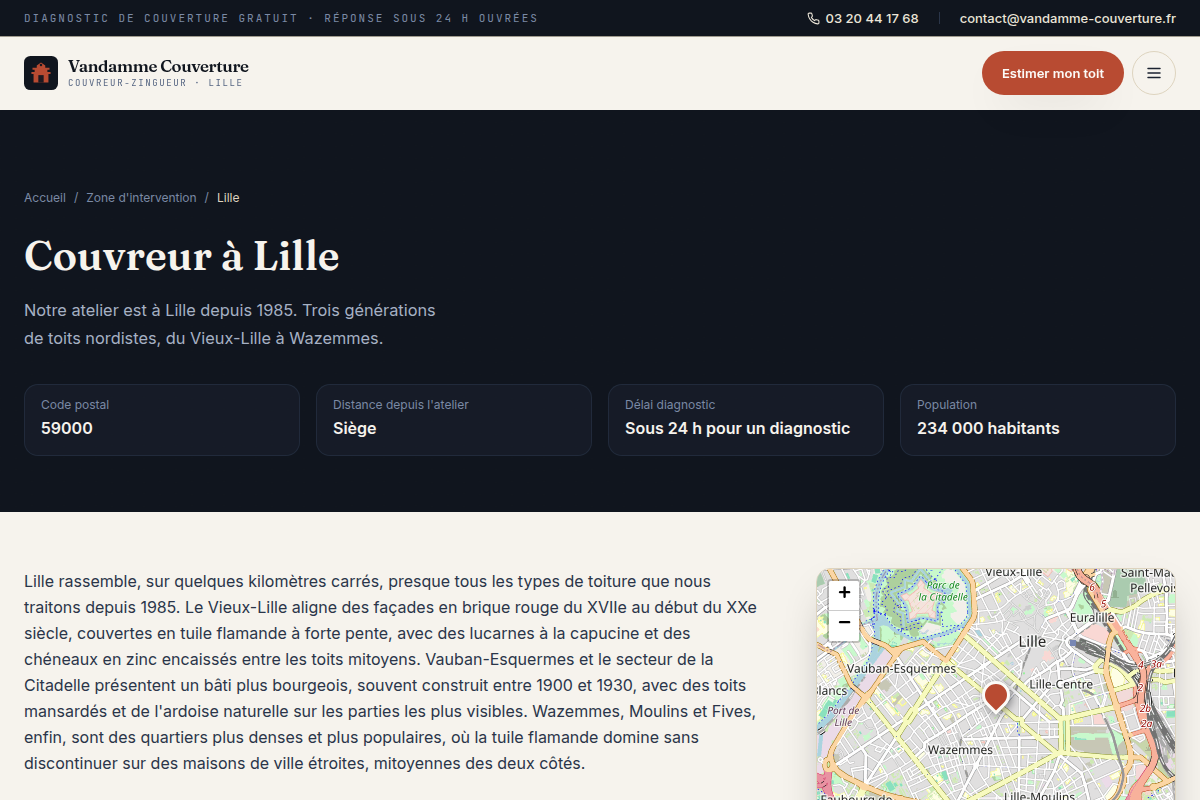 Page locale SEO pour la commune de Lille