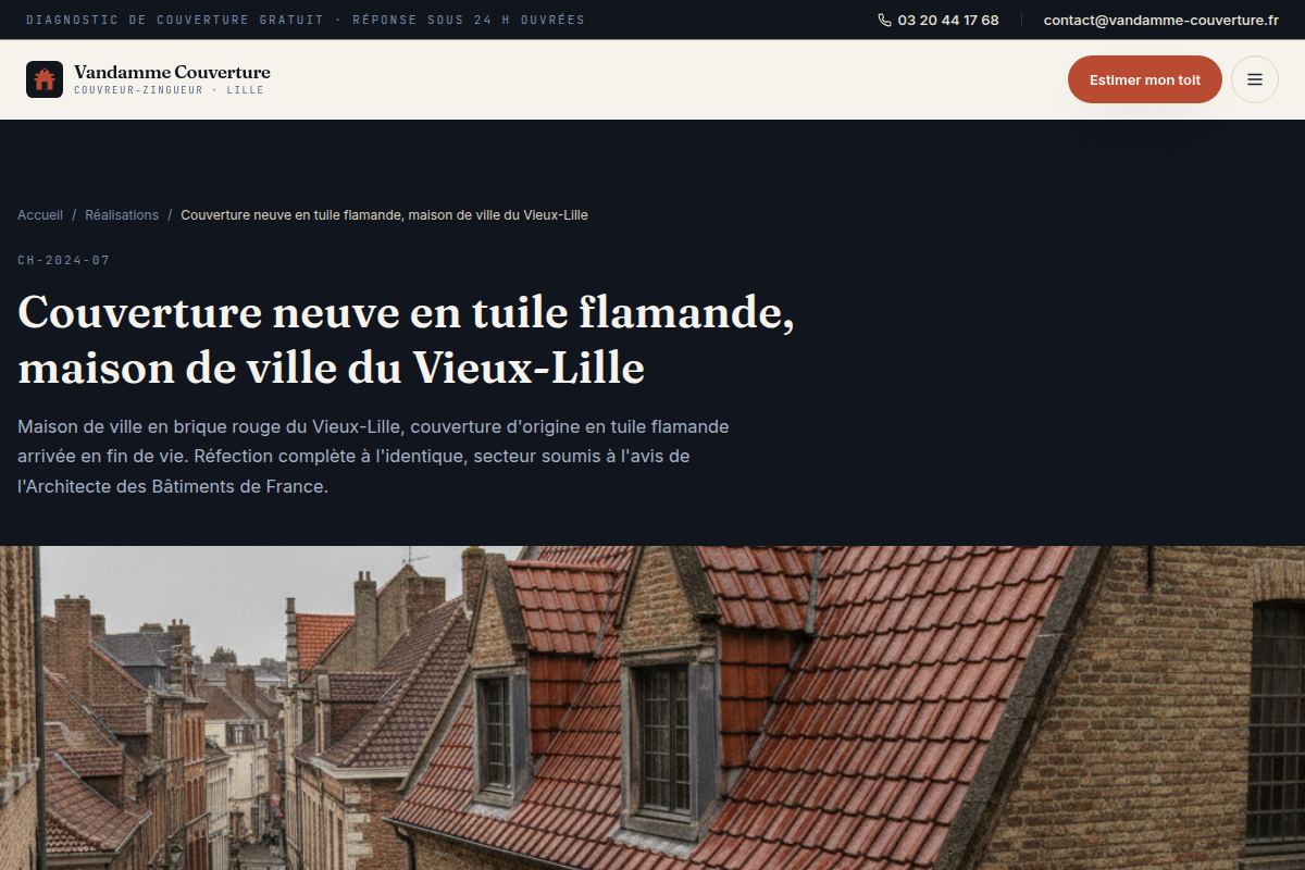 Fiche chantier : rénovation tuile flamande à Lille