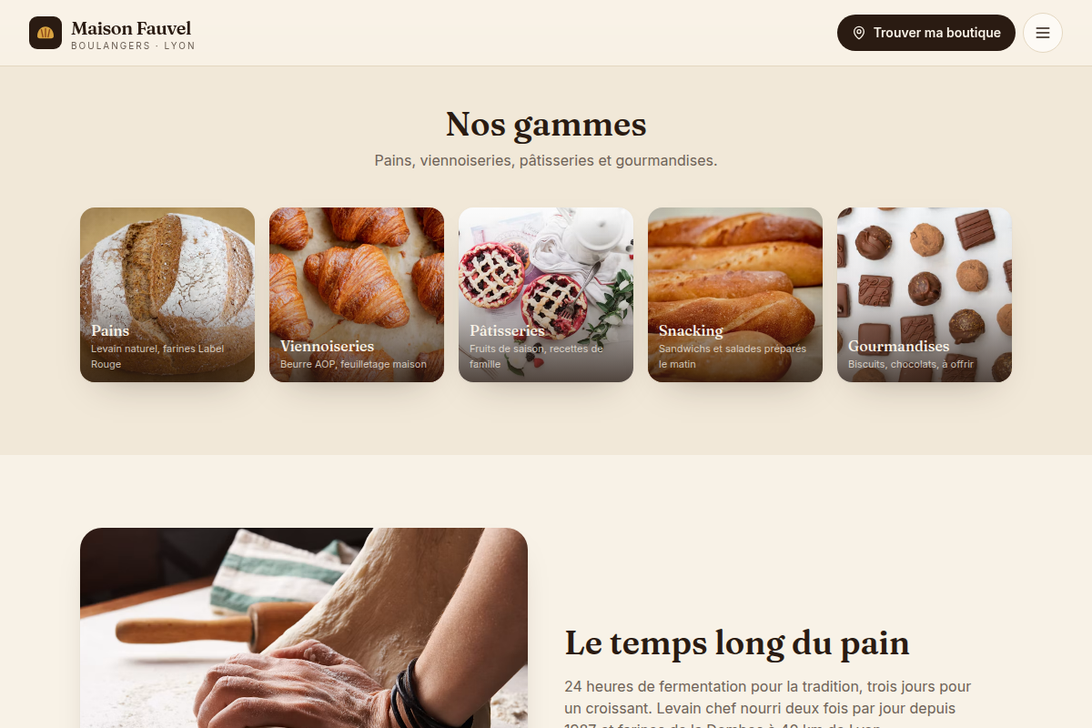 Les cinq gammes de produits mises en avant