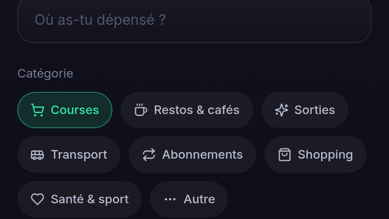Ajouter une dépense en 2 taps