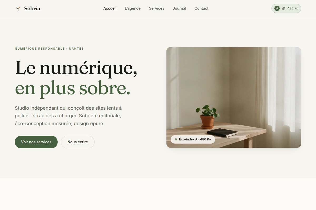 Accueil du site vitrine