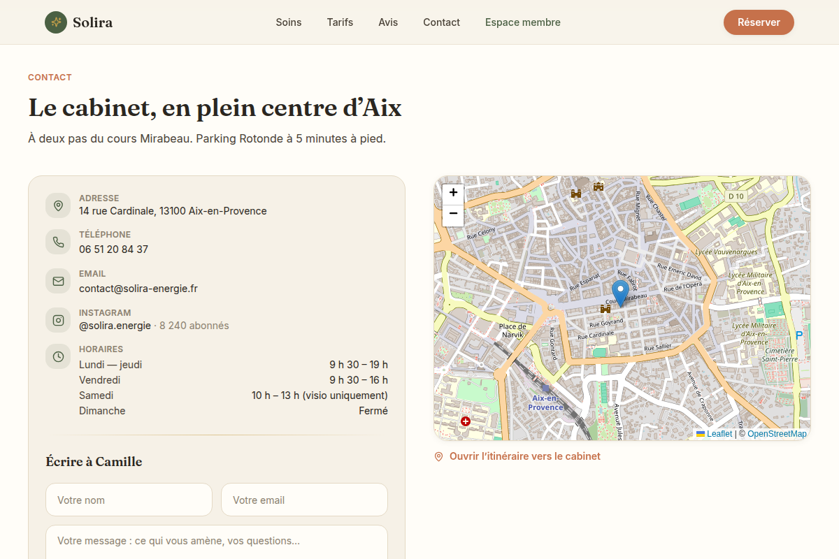 Contact et carte du cabinet à Aix