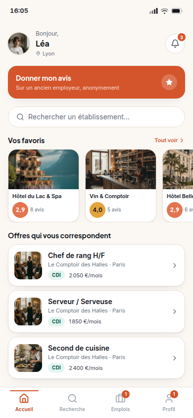 Accueil : avatar, avis et offres recommandées