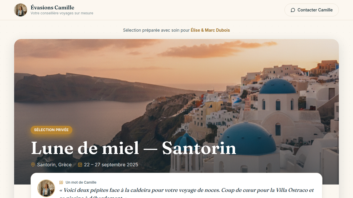 Sélections partagées en mini-site client