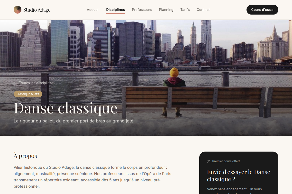 Fiche discipline : contenu et cours d'essai