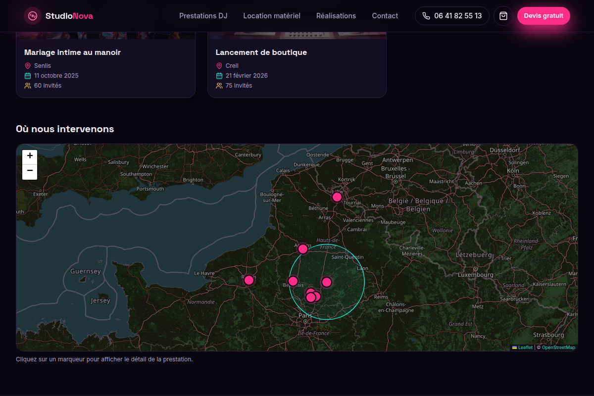 Carte interactive des événements réalisés