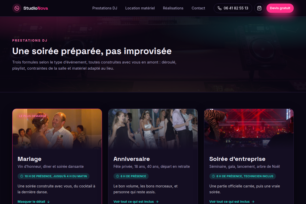 Comparatif des 3 formules DJ