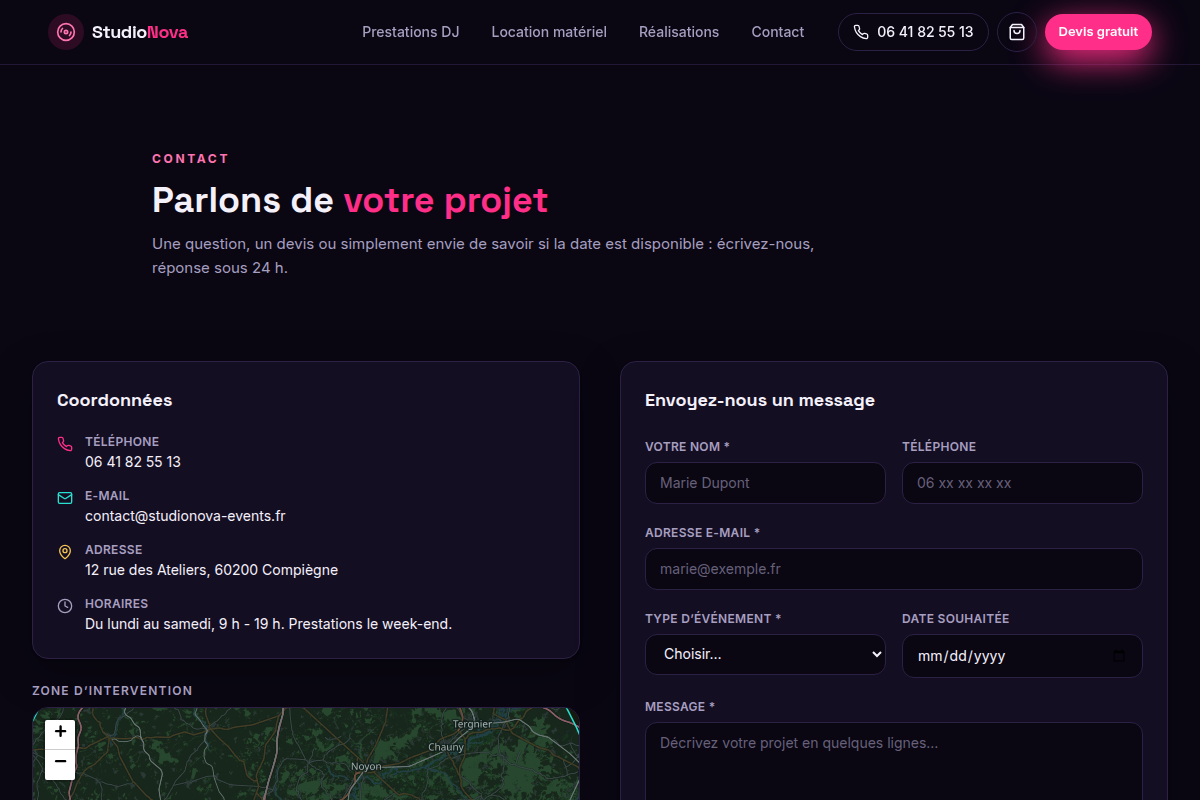 Formulaire de contact et FAQ