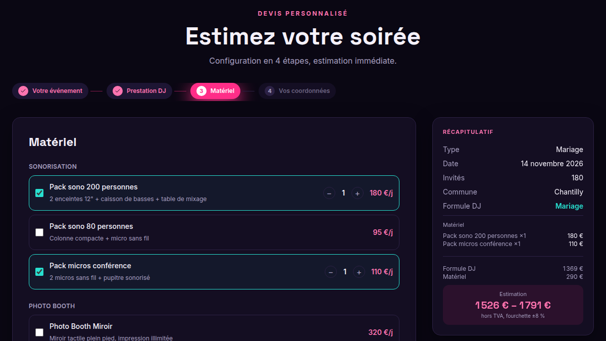 Estimation recalculée à chaque choix