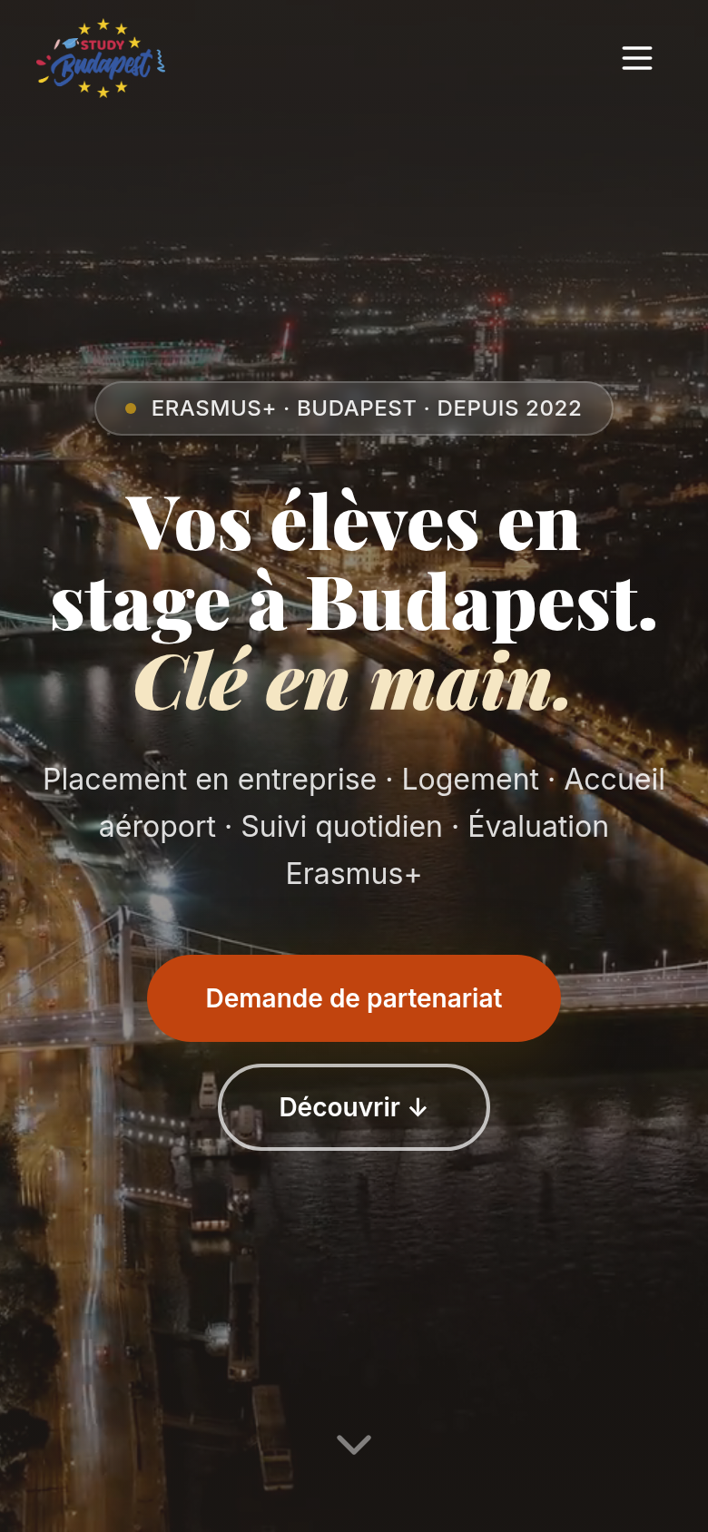 Hero mobile avec vidéo plein écran et CTA