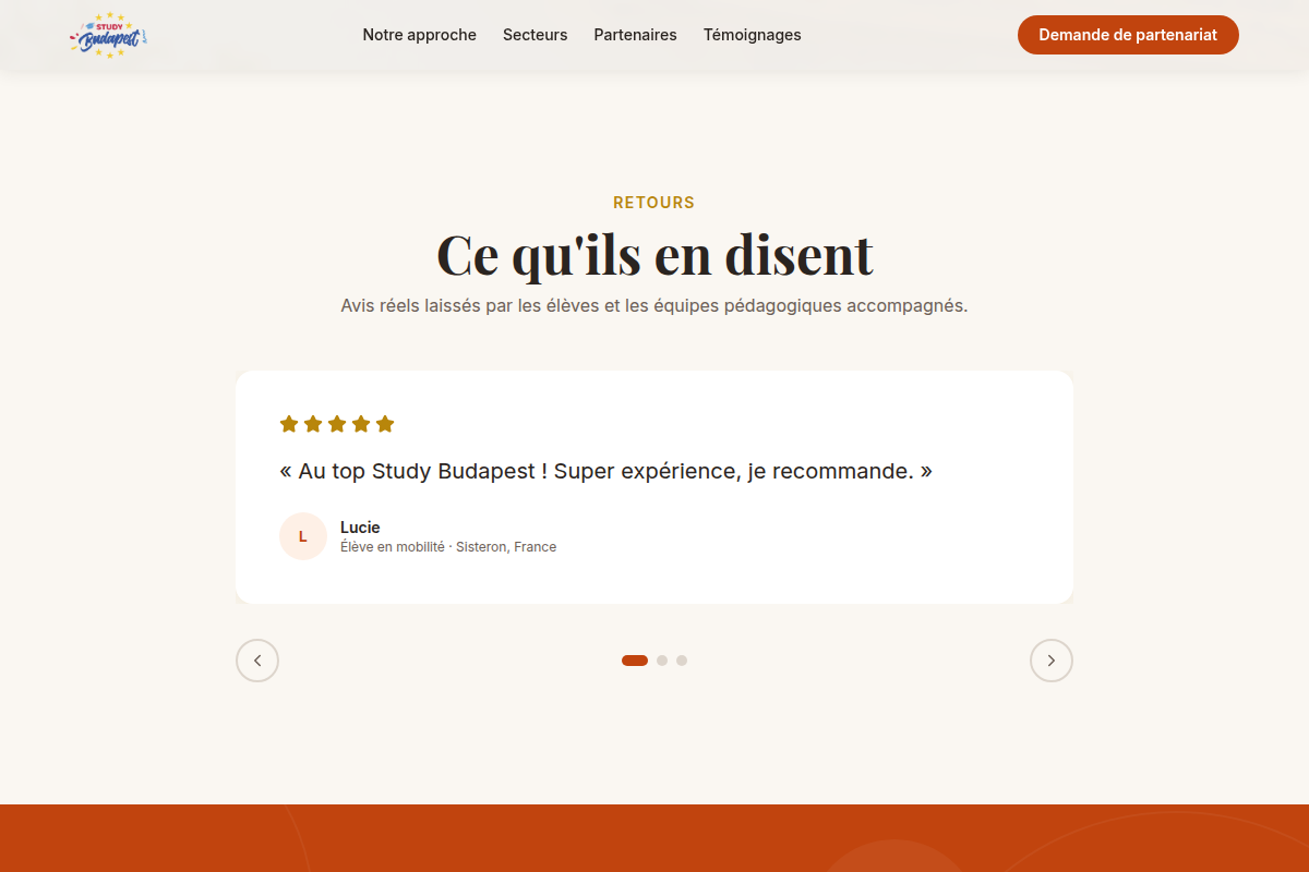 Avis d'élèves et d'équipes, en carrousel