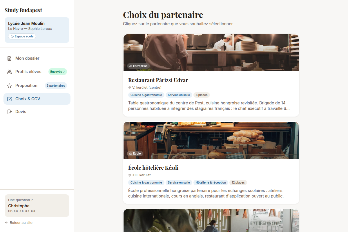 Choix du partenaire parmi les recommandations détaillées