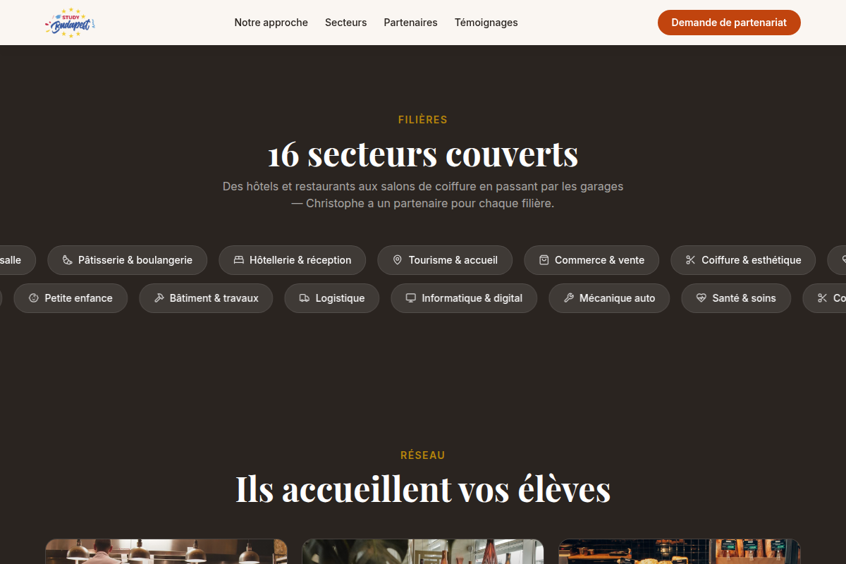 16 filières professionnelles couvertes par le réseau