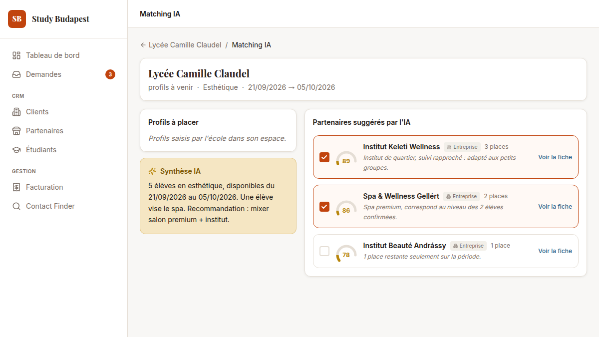 Matching IA des partenaires