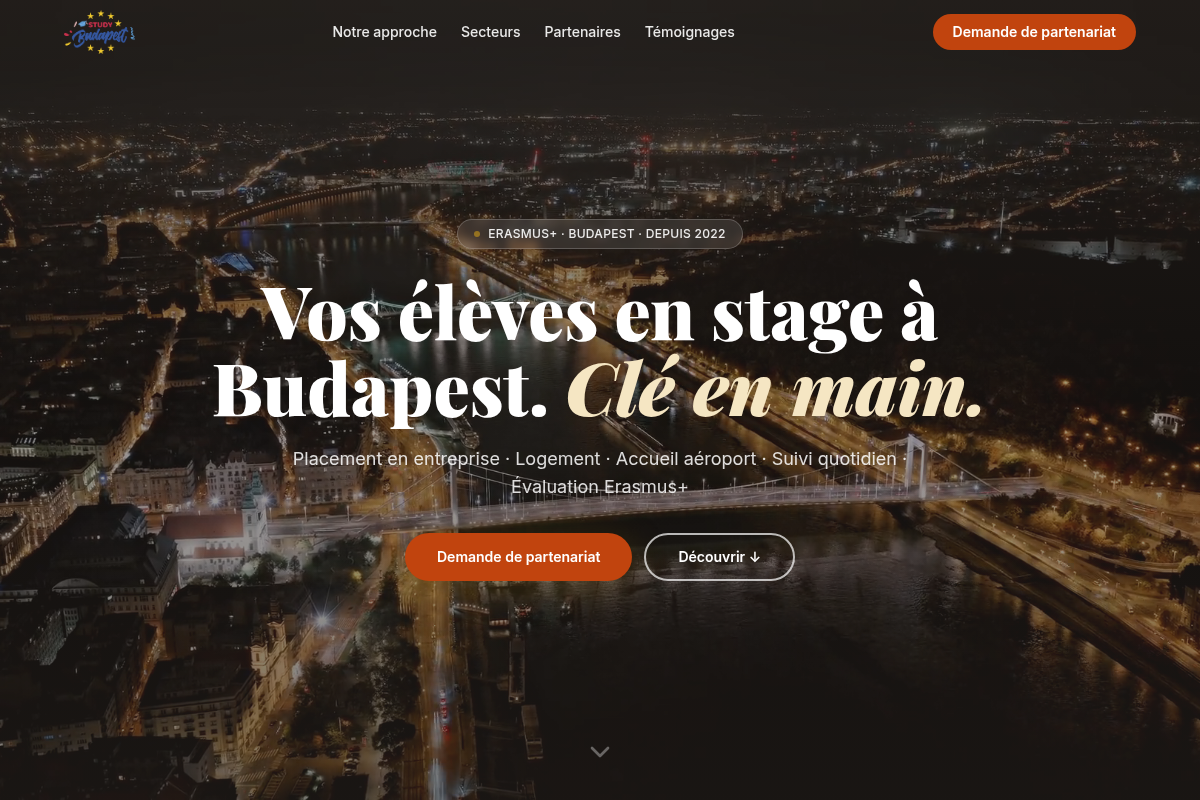 Promesse « Vos élèves en stage à Budapest. Clé en main. »