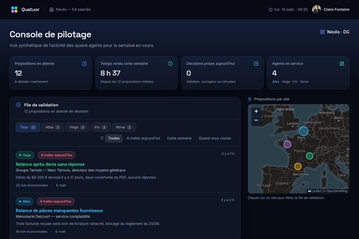 File de validation et carte des sites
