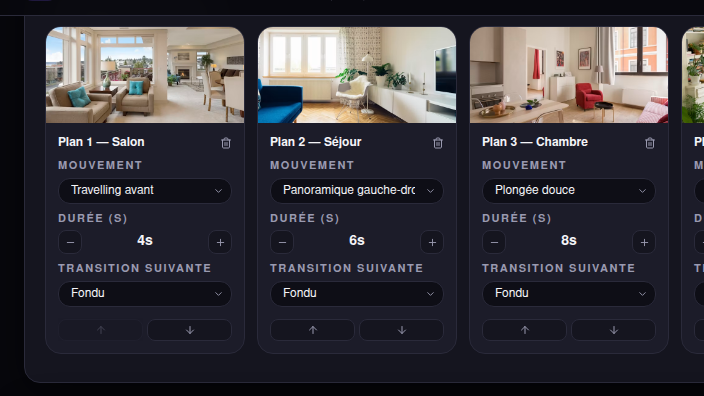Storyboard vidéo éditable plan par plan