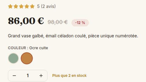 Stock en temps réel par variante