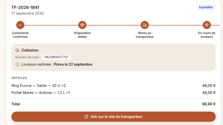 Suivi de commande en temps réel