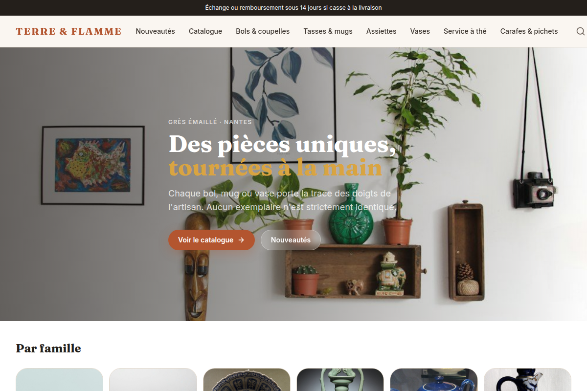 Accueil de la boutique Terre & Flamme