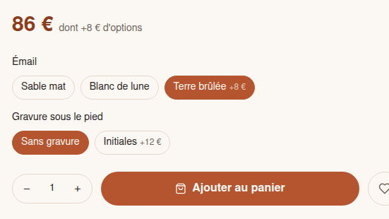 Personnalisation à prix visible