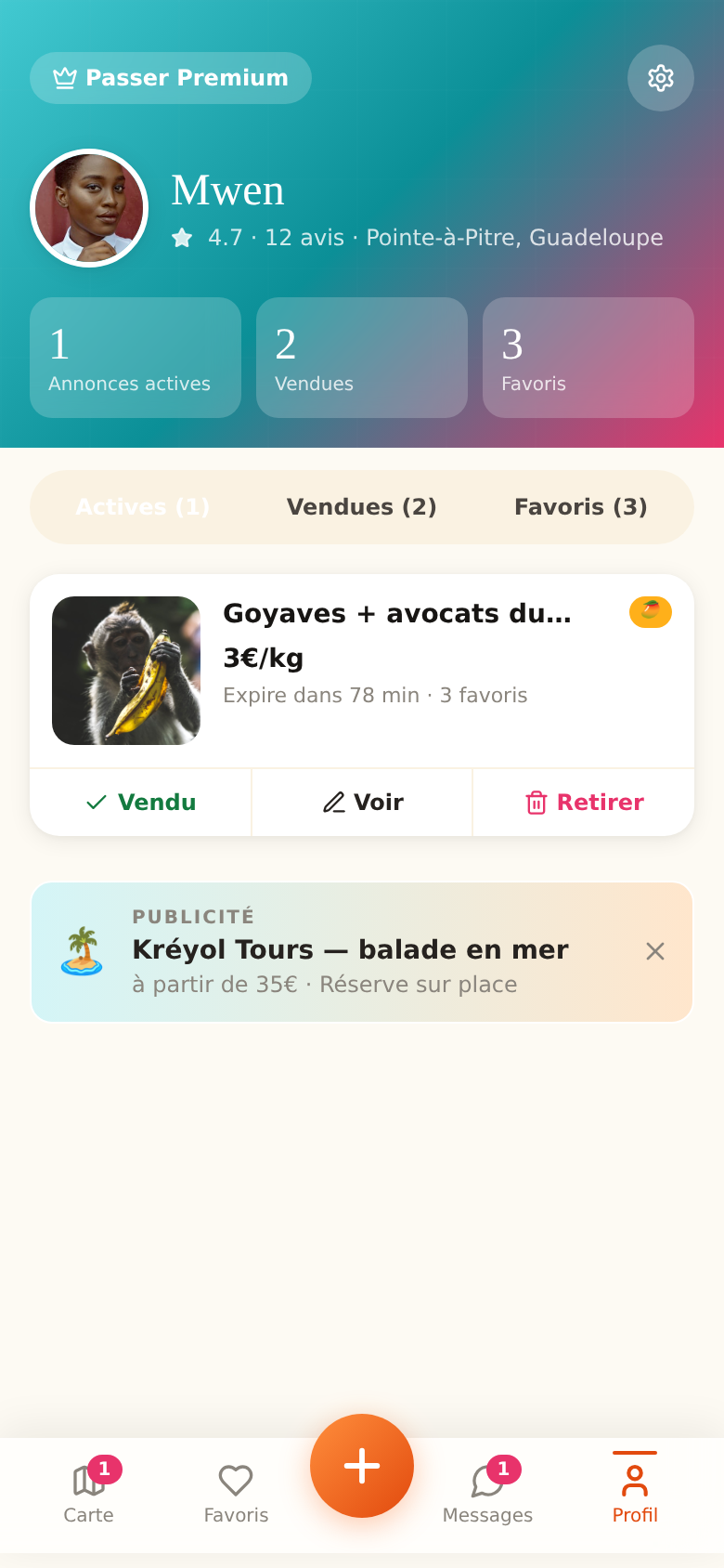 Profil vendeur et gestion des annonces