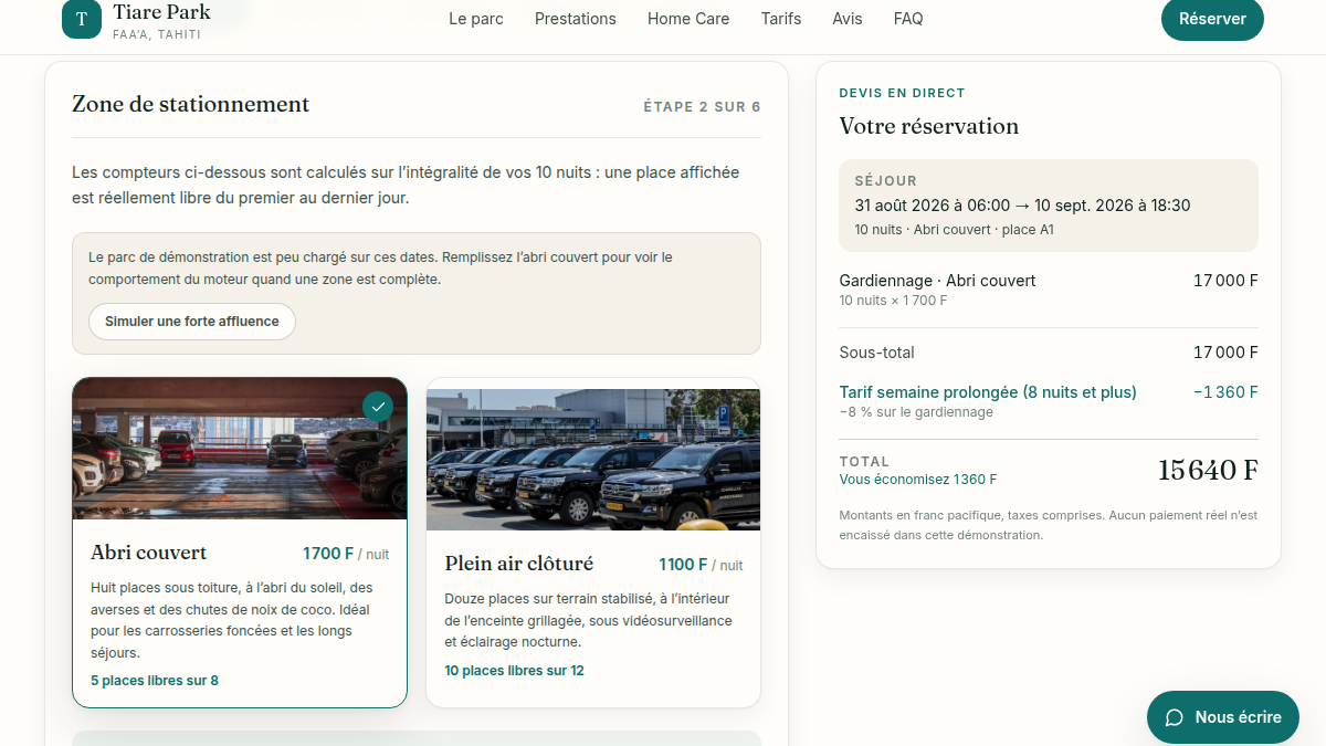 Disponibilité recalculée en direct