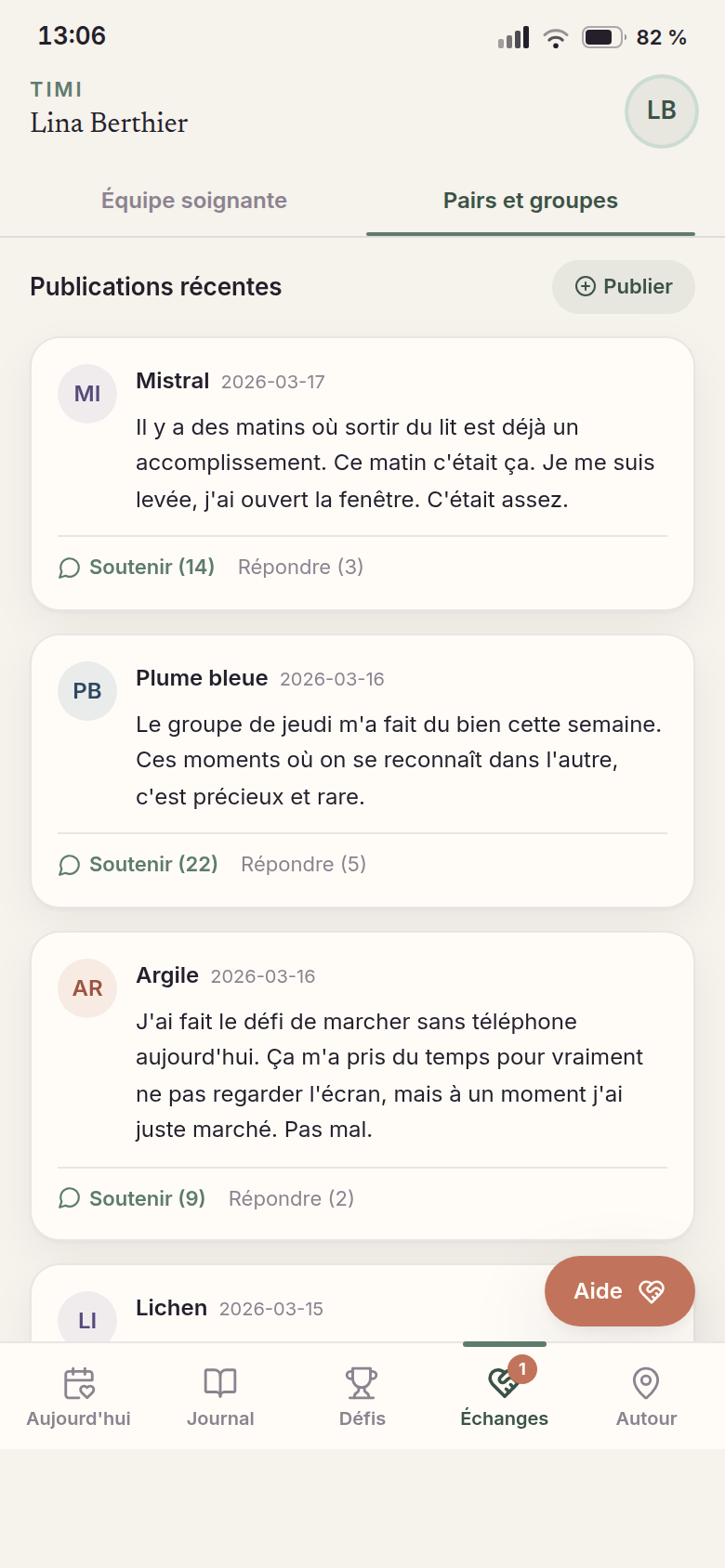 Groupes de pairs modérés, échanges anonymisés