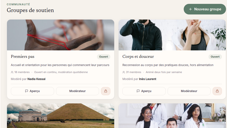 Des groupes de soutien identifiables en un regard