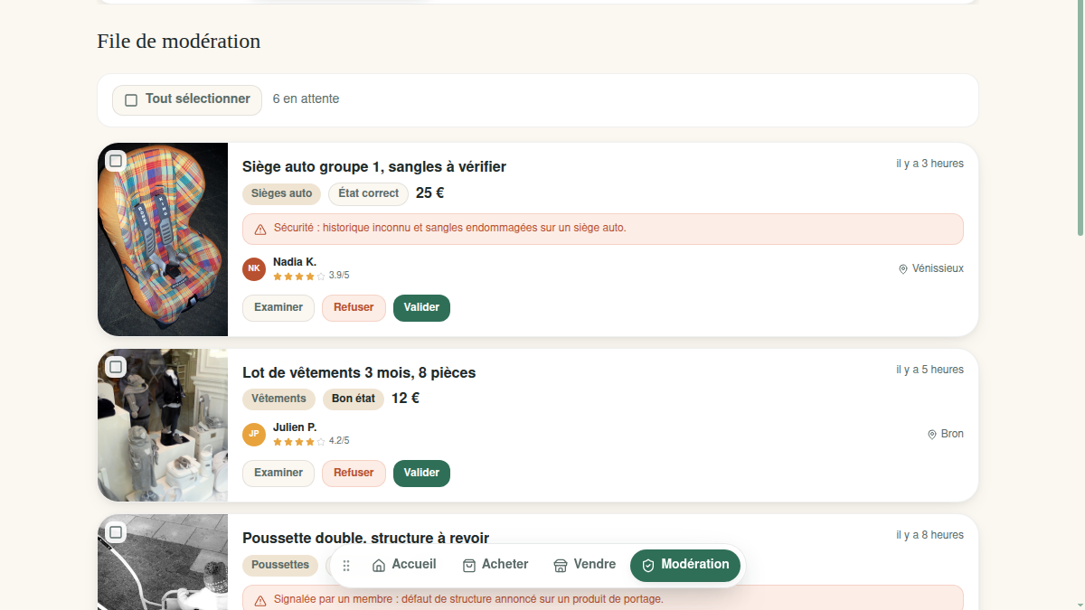 File de modération avant publication