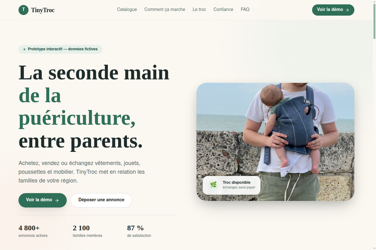 Page d'accueil TinyTroc